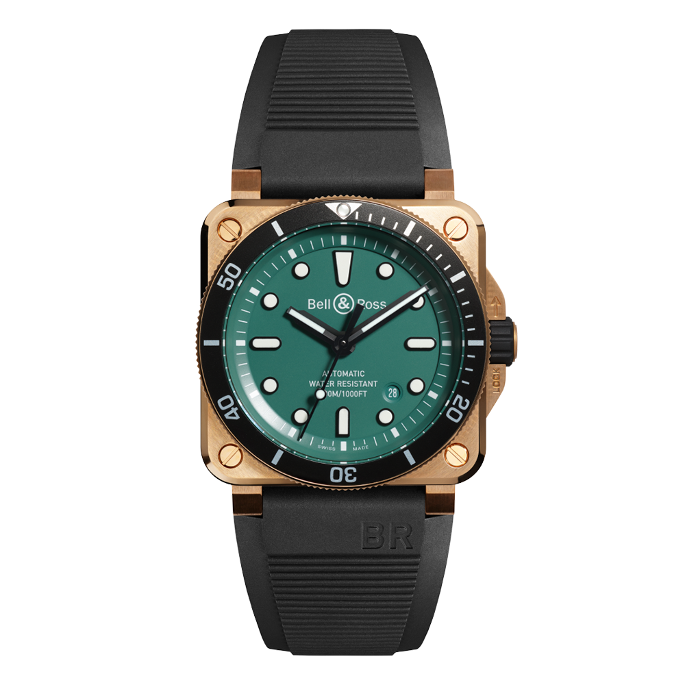 【999本限定】BR0392-D-LT-BR/SRB Bell & Ross ベル&ロス インストゥルメンツ BR03 ダイバー ブラック & グリーン ブロンズ