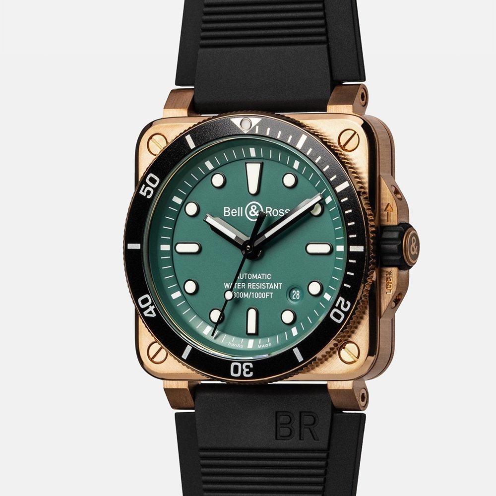 【999本限定】BR0392-D-LT-BR/SRB Bell & Ross ベル&ロス インストゥルメンツ BR03 ダイバー ブラック & グリーン ブロンズ