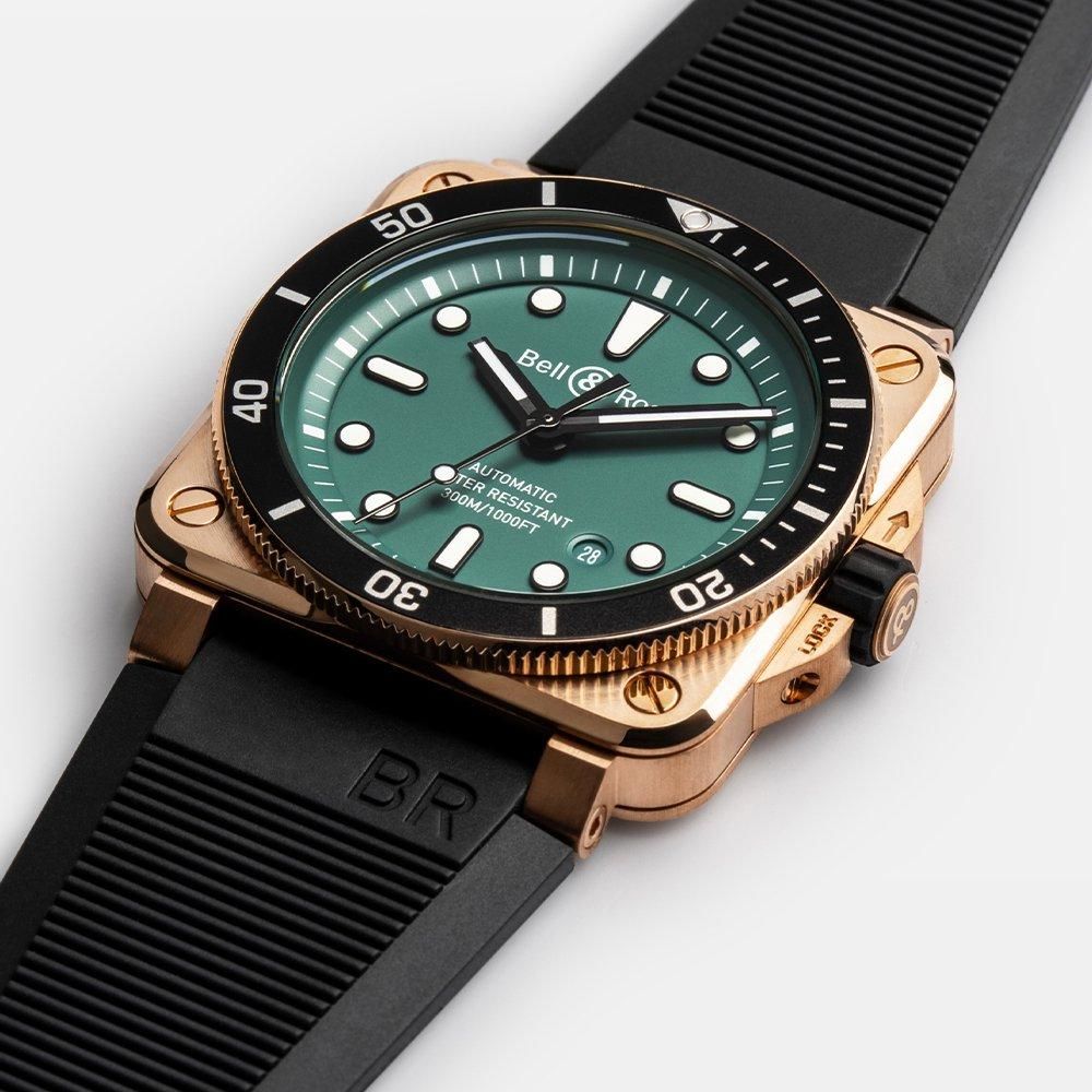 【999本限定】BR0392-D-LT-BR/SRB Bell & Ross ベル&ロス インストゥルメンツ BR03 ダイバー ブラック & グリーン ブロンズ