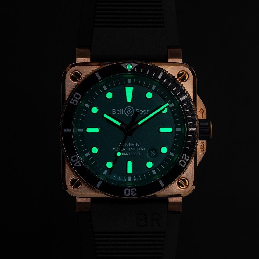 【999本限定】BR0392-D-LT-BR/SRB Bell & Ross ベル&ロス インストゥルメンツ BR03 ダイバー ブラック & グリーン ブロンズ