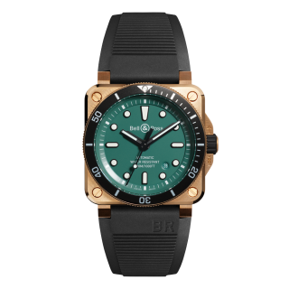 【999本限定】BR0392-D-LT-BR/SRB Bell & Ross ベル&ロス インストゥルメンツ BR03 ダイバー ブラック & グリーン ブロンズ