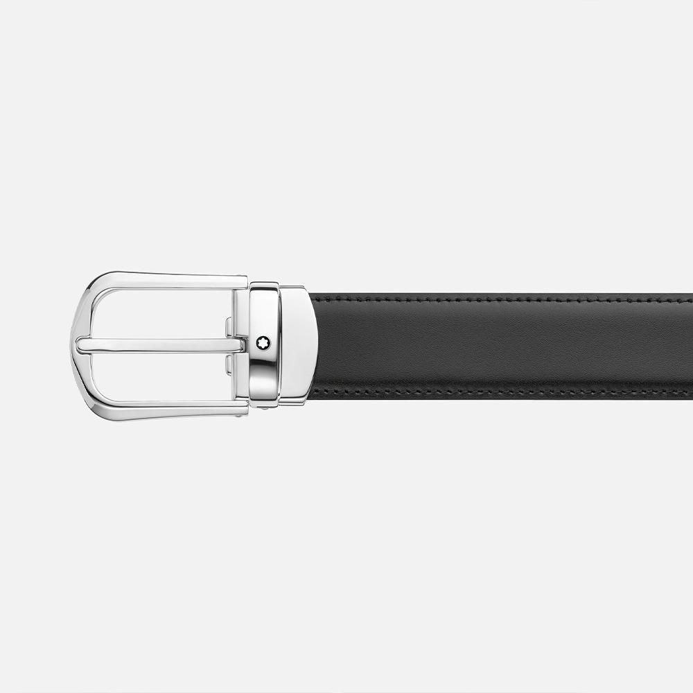 MB114412 MONTBLANC モンブラン ホースシューバックル ブラック/ブラウン リバーシブルレザーベルト 30mm