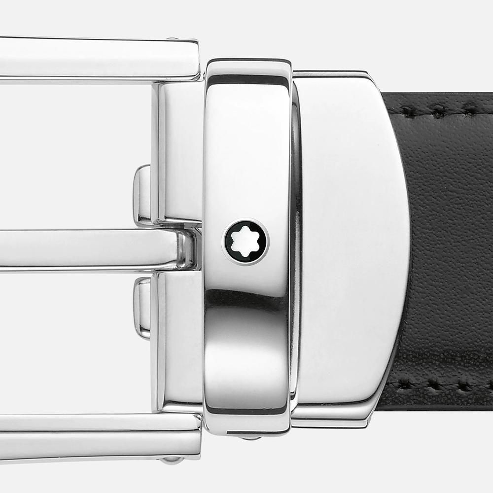 MB114412 MONTBLANC モンブラン ホースシューバックル ブラック/ブラウン リバーシブルレザーベルト 30mm