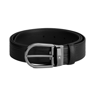 MB199641 MONTBLANC モンブラン ホースシューバックル ブラックレザーベルト 35mm