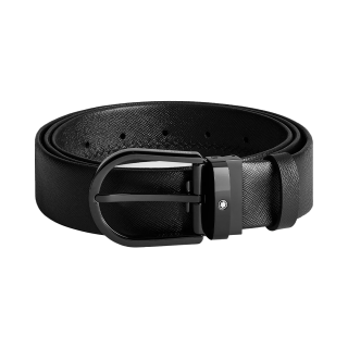 MB199088 MONTBLANC モンブラン ホースシューバックル ブラックレザーベルト 35mm
