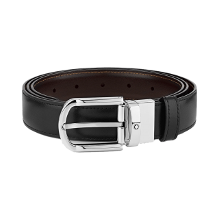 MB111080 MONTBLANC モンブラン ホースシューバックル ブラック/ブラウン リバーシブルレザーベルト 30mm