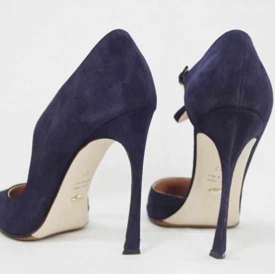 Sergio Rossiネイビー スエード37 セルジオロッシ ブルー 本革オープン