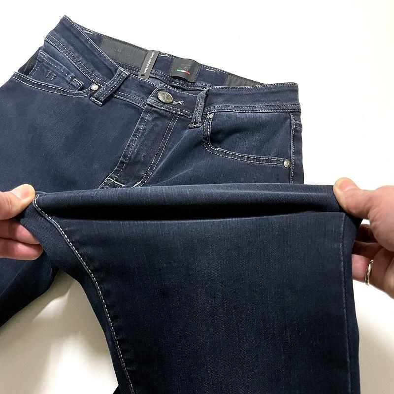 tramarossa トラマロッサ 24.7 LEONARDO SLIM スーパーストレッチデニム インディゴブルー ブラックオーバーダイ | alta sotto tramarossa トラマロッサ 24.7 LEONARDO SLIM スーパーストレッチデニム インディゴブルー ブラックオーバーダイ | alta sotto