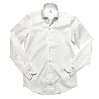 Finamore フィナモレ シャツ メンズ / SEUL MANUEL 隠しボタンダウン ワンピースカラー ツイルシャツ ホワイト
