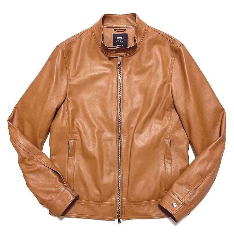 EMMETI エンメティ JURI ユリ NAPPA GOLD ラムナッパレザー シングルライダースジャケット CAMEL | alta sotto