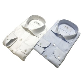 TOMORROWLAND トゥモローランド メンズ シャツ / 120/2 ロイヤルオックスフォード ワイドカラー ドレスシャツ ホワイト ブルー