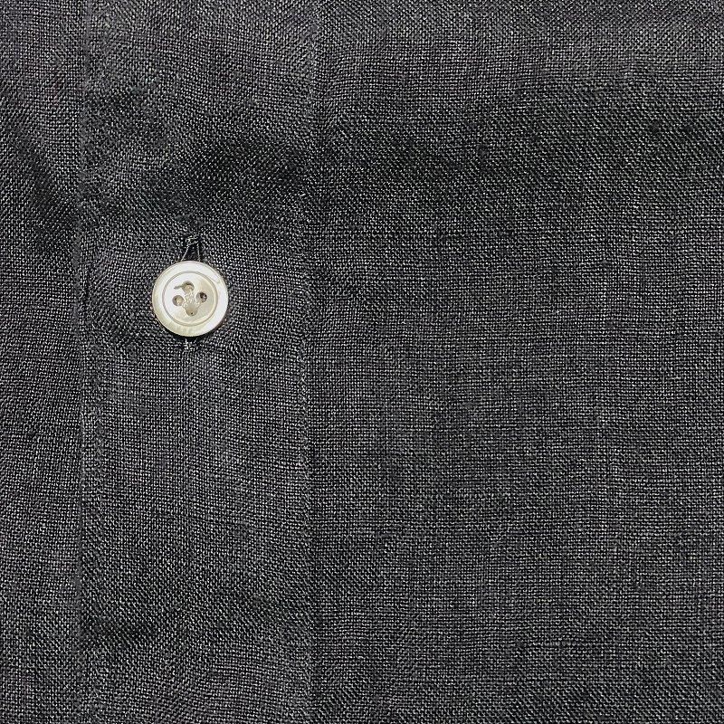 FINAMORE フィナモレ コットンリネン シャツ 151/2 40 L 黒 Finamore（フィナモレ）コットンリネンスラブシャツ
