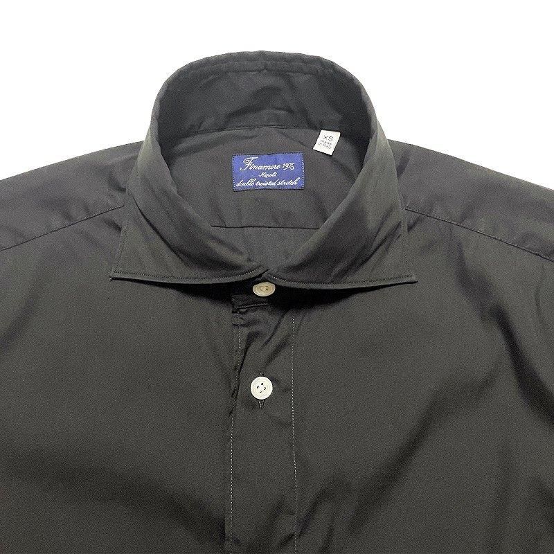 【美品】Finamore ホリゾンタルカラー カッタウェイ ドレスシャツ M Finamore 【フィナモレ】 ”Panatelleria” リネン・カッタウェイ