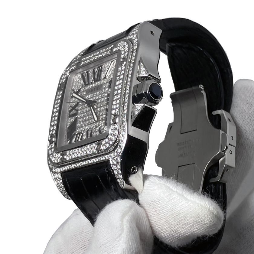 即納】Cartier/カルティエ サントス100LM アフターダイヤ 鑑別書 即納】Cartier/カルティエ サントス100LM アフターダイヤ 鑑別書