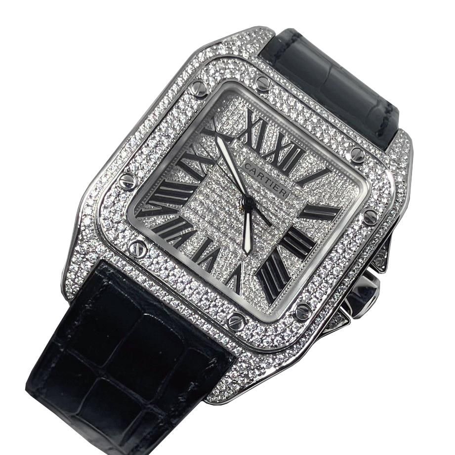 即納】Cartier/カルティエ サントス100LM アフターダイヤ 鑑別書 即納】Cartier/カルティエ サントス100LM アフターダイヤ 鑑別書