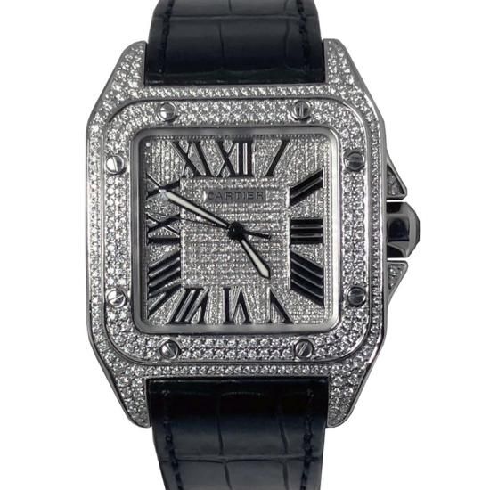 即納】Cartier/カルティエ サントス100LM アフターダイヤ 鑑別書 即納】Cartier/カルティエ サントス100LM アフターダイヤ 鑑別書