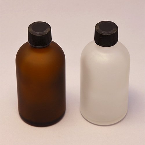 100ml フロスト加工 ガラスボトル ドロッパー・穴なしキャップ付き （茶色）or（半透明）