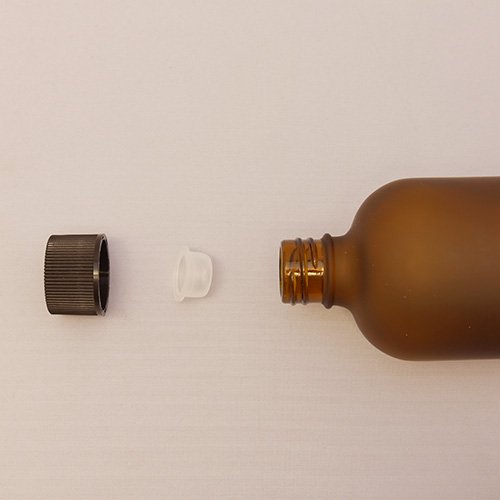 10ml フロスト加工 ミニ ガラスボトル ディフューザー用 内蓋・穴空きキャップ付き （茶色）