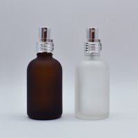 60ml フロスト加工ガラスボトル アルミスプレー付き （茶色）or（半透明）