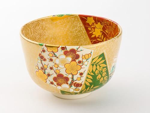 茶道具】中村秋峰 仁清写 金砂子竹絵 茶碗 共箱