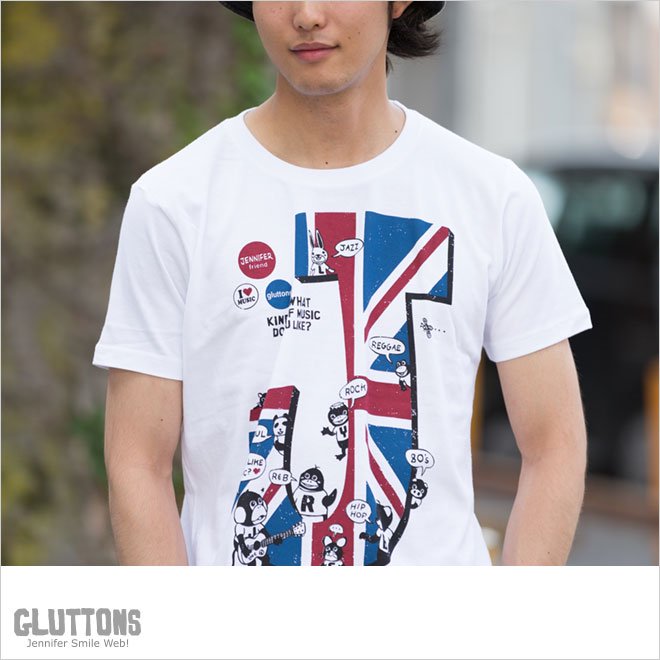 【Gluttons】ユニオンジャックJenniferメンズTシャツ - 心を癒してくれるTシャツ販売　ALL-MY-T（グルトンズショップ）