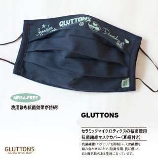 【Gluttons】2WAY抗菌マスク☆グルトンズMUSIC柄（NAVY）