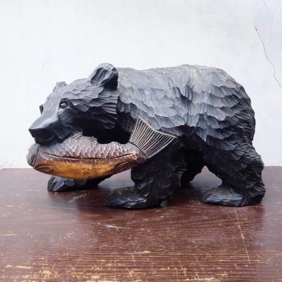 木彫りの熊 高さ約28cm - メルカリ