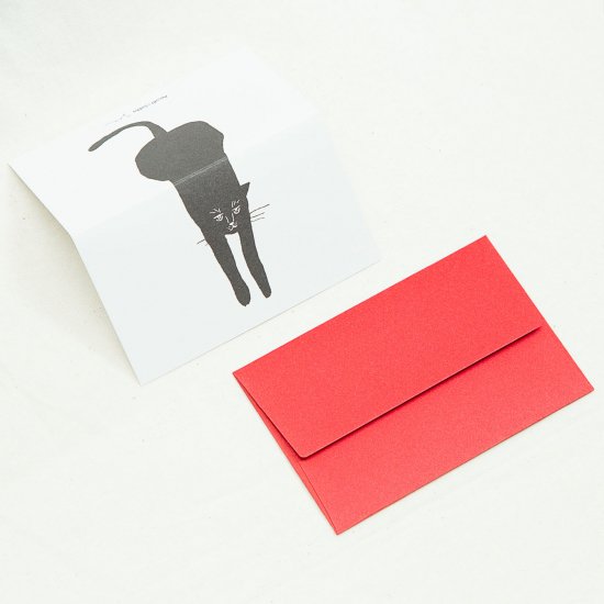 ちょっとしたお礼やお祝い 誕生日などメッセージカード 2つ折り白地に赤の封筒