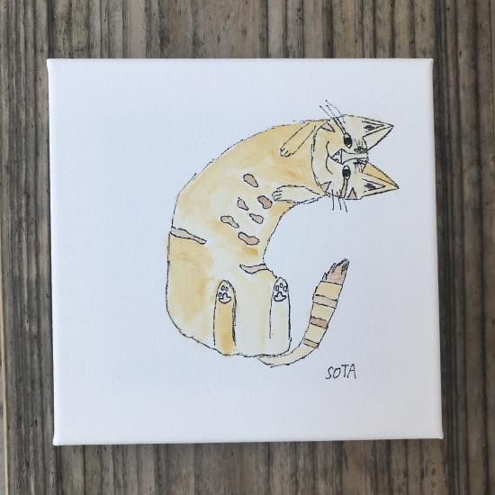吉田草太】キャンバスアート 原画 C - ネコペコリ 猫との暮らし雑貨