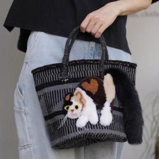 CAT IN DA HOUSE もこもこ猫バッグ　サビ猫 モコモコねこカゴバッグ サビ | CAT IN DA HOUSE! ON LINE STORE