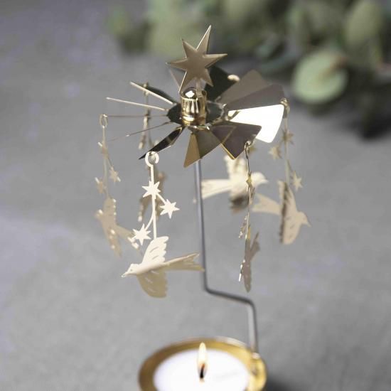 大人気！くるくる回るキャンドルホルダーカルーセルメリーゴーランド月猫