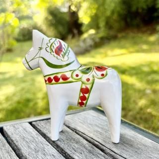 【一点もの北欧オブジェ】幸せを呼ぶ馬 ダーラヘスト／ダーラナホース「ハンドペイント」10cm【白色GR2409-WH001】by Grannas