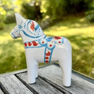 【一点もの北欧オブジェ】幸せを呼ぶ馬 ダーラヘスト／ダーラナホース「ハンドペイント」10cm【白色GR2409-WH002】by Grannas