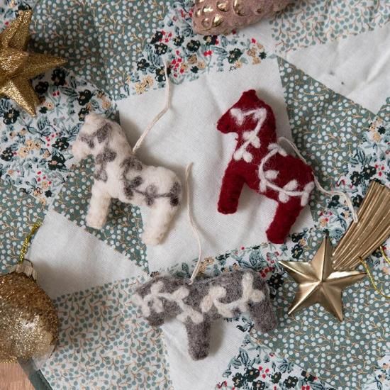 フェルトのオーナメントセット3種【ミニスノーマン・ダーラナ