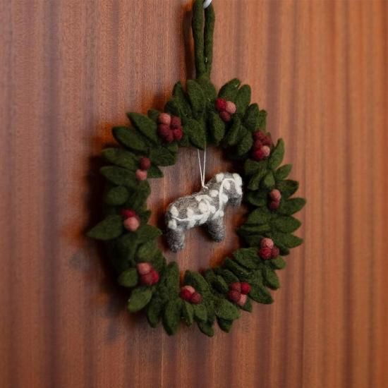羊毛フェルトのクリスマスリース【ヤドリギ（S・L）ヤドリギスワッグ
