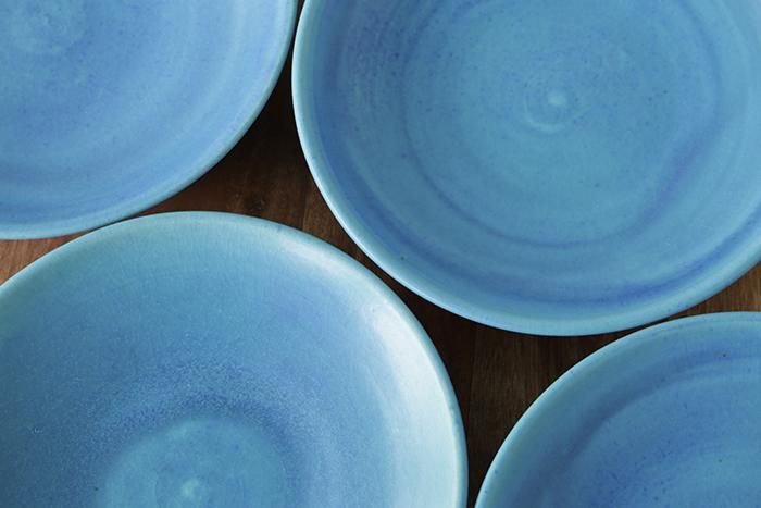 陶芸作品「中皿」2点 セ32 藍色 スープ皿 - 益子焼の小さな窯元「よしざわ窯