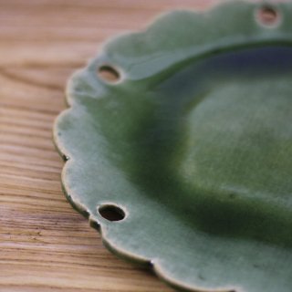 雪花皿　緑（8寸）