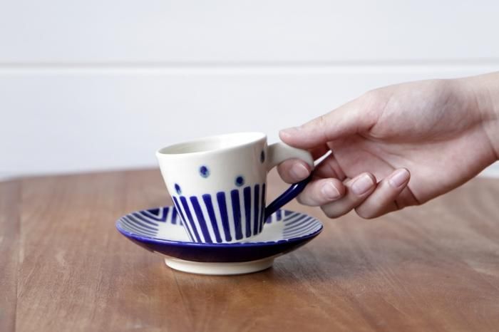 デミタスカップソーサ陶器 唐津焼 三島唐津デミタスカップ＆ソーサー(60cc) マグカップ