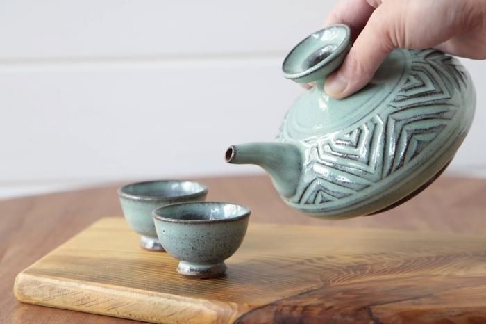 壺屋焼　緑釉カラカラ盃セット（かぼちゃ） 楽天市場】緑釉宝瓶・湯冷ましセット かぶせ茶付き 熊谷孝司