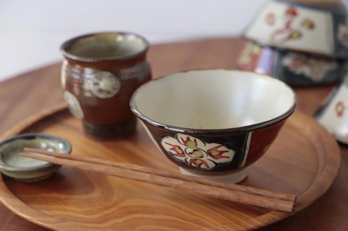 沖縄の器・やちむん・壺屋焼】 國場陶芸 赤絵 6寸 マカイ B