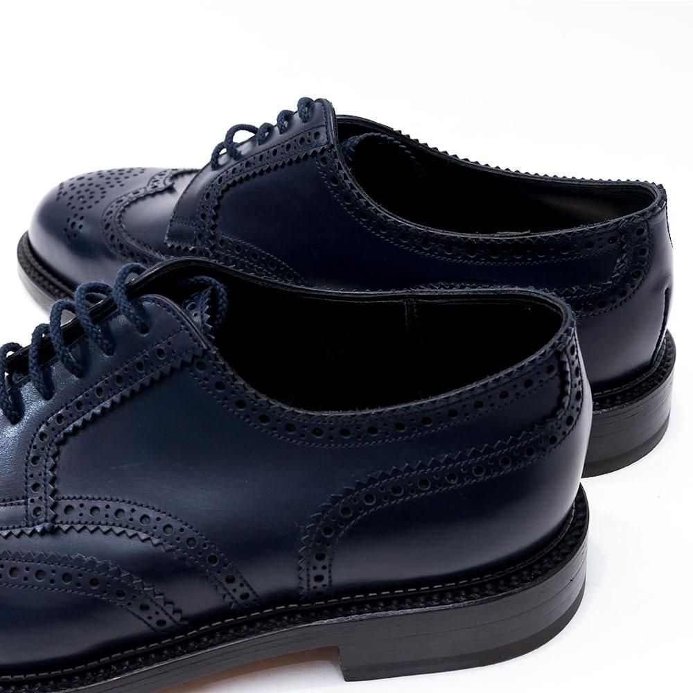 JM WESTONネイビー ウィングチップ ビジネスシューズ JMウエストン 588 ネイビー ウィングチップ サイズ7E - 中古革靴