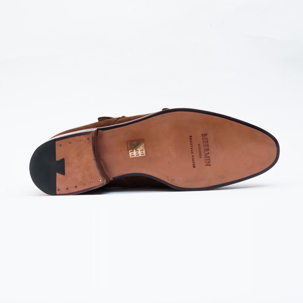 メルミン ダークブラウン ダブルモンク スエード サイズ8.5 - 中古革靴