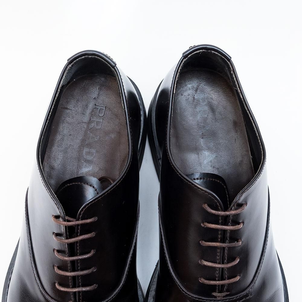 PRADA ブラック レザー プレーントゥ プラダ プレーントゥ 1980年製 ビンテージ プレーントゥ サイズ7.5