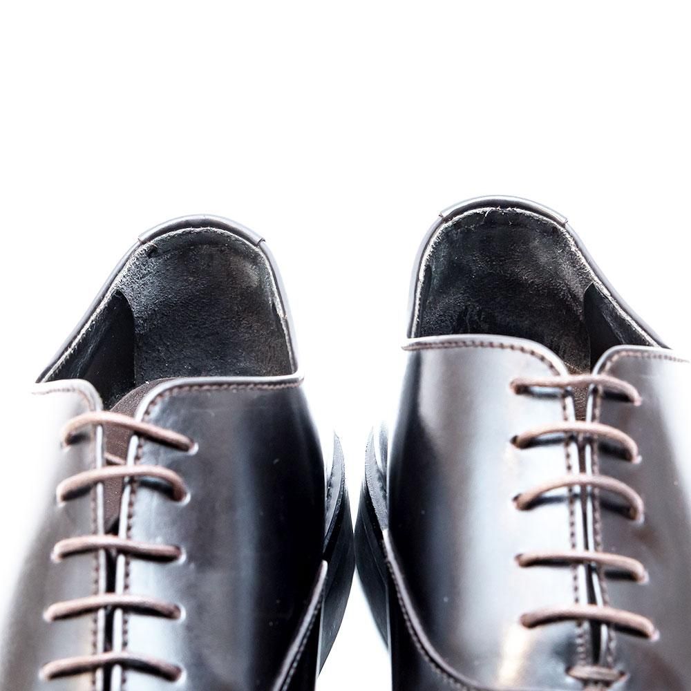 PRADA ブラック レザー プレーントゥ PRADA ビジネスシューズ 49 / プラダ サフィアーノ 牛革 プレーントゥ