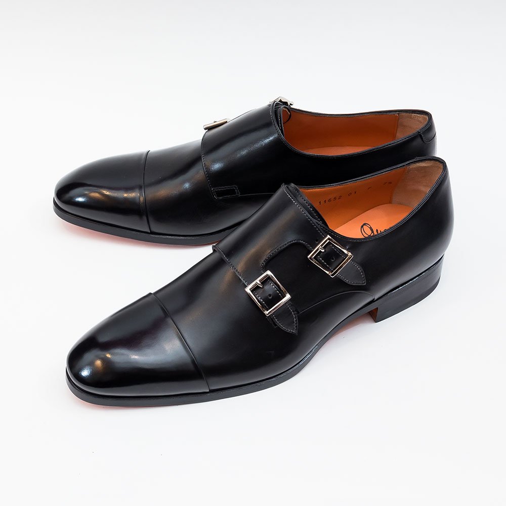 サントーニ ダブルモンク ブラック サイズ7.5 - 中古革靴販売|革靴の 