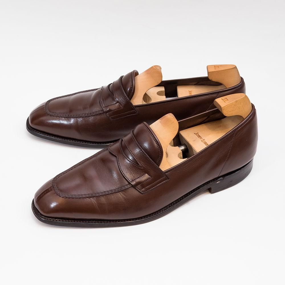 John Lobb ジョンロブ ローファー 革靴 ブラウン レザー コイン-