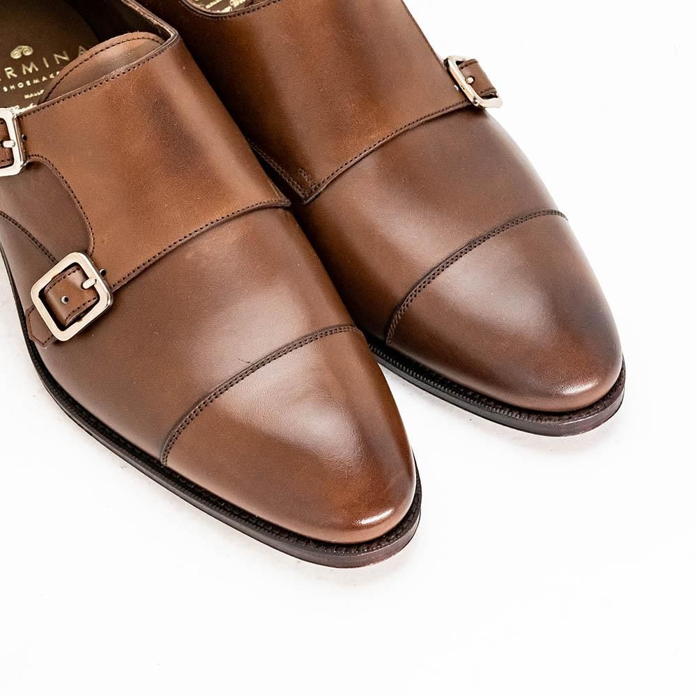 カルミナ　CARMINA ダークブラウン ダブルモンクストラップ 革靴 captoe_double_monk_strap_brown