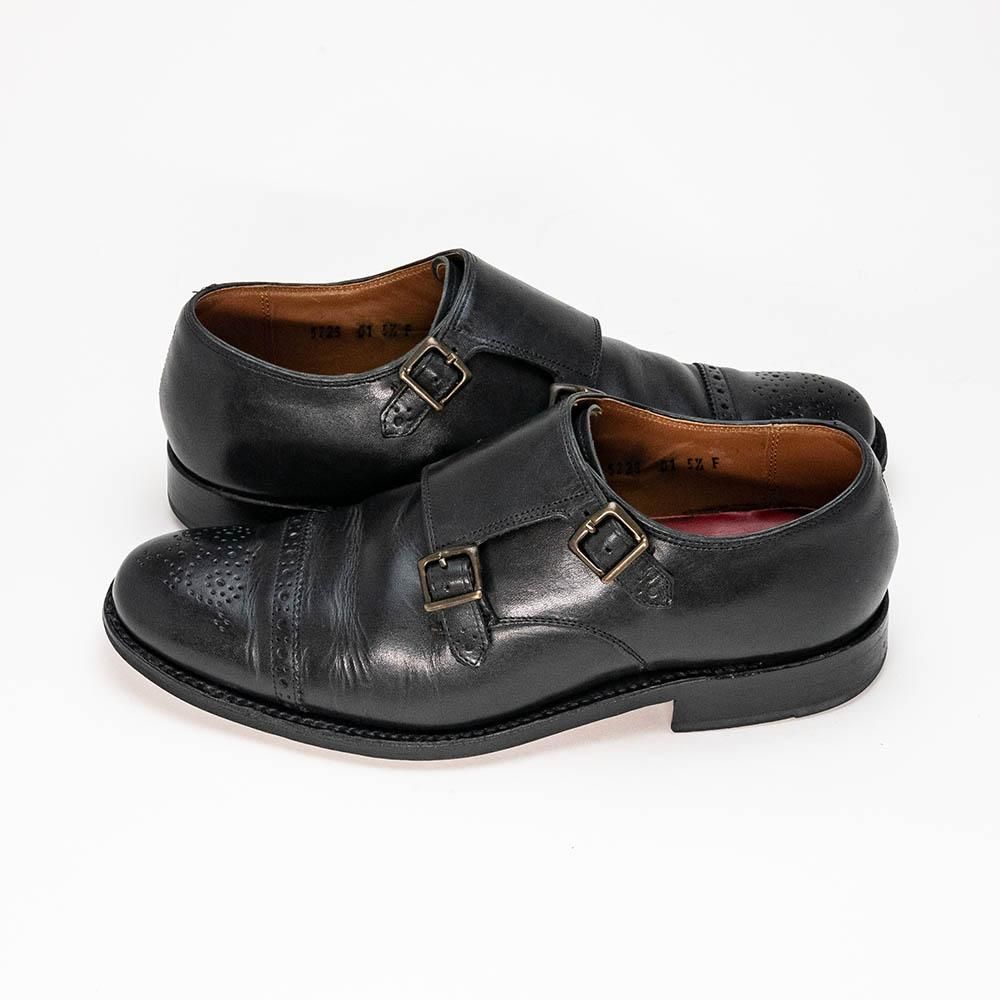 グレンソン ダブルモンク パンチドキャップトゥ ブラック サイズ5.5F