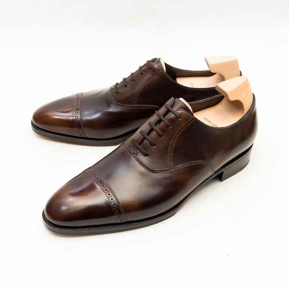 a【純正シューツリー付属】 JOHN LOBB ジョンロブ フィリップ2 レザーソール パンチドキャップトウ DARK BROWN MUSEUM CALF (LAST 7000)【Fitting E】