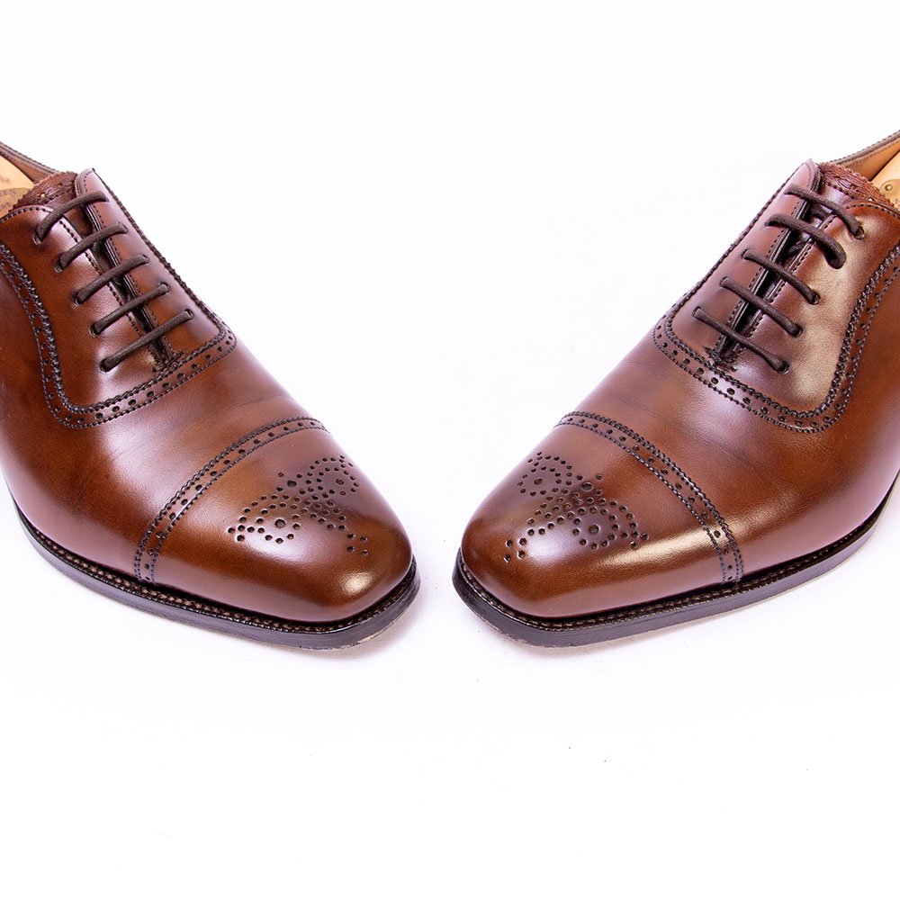 エドワードグリーン LICHFIELD(リッチフィールド)セミブローグ ダークオーク 888 囲いロゴ サイズ5E -  中古革靴販売|革靴の通販ラスタイルシューズショップ